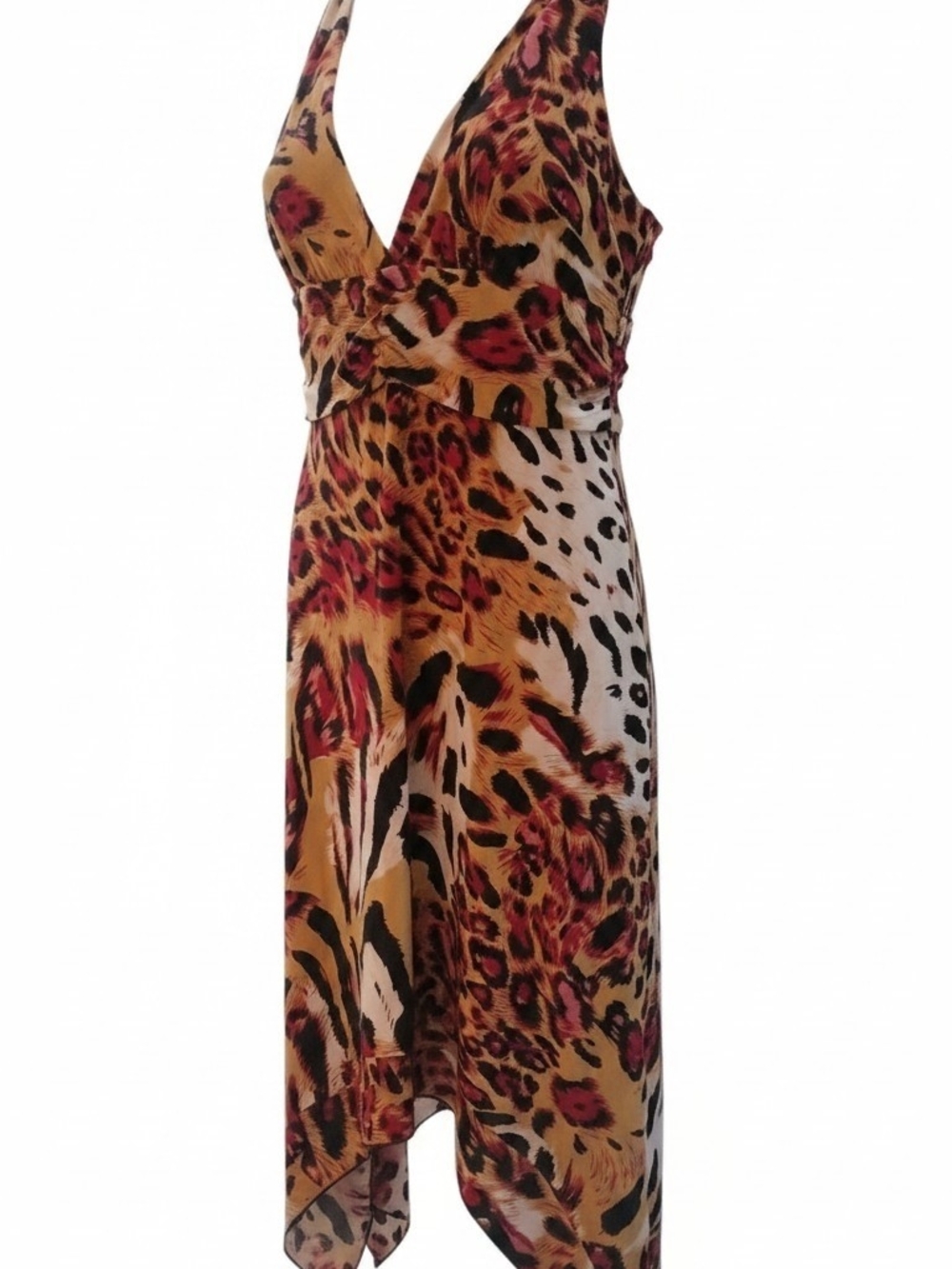 Cristinalove Multi-Color Asymmetrical Leopard Print Dress SZ XL